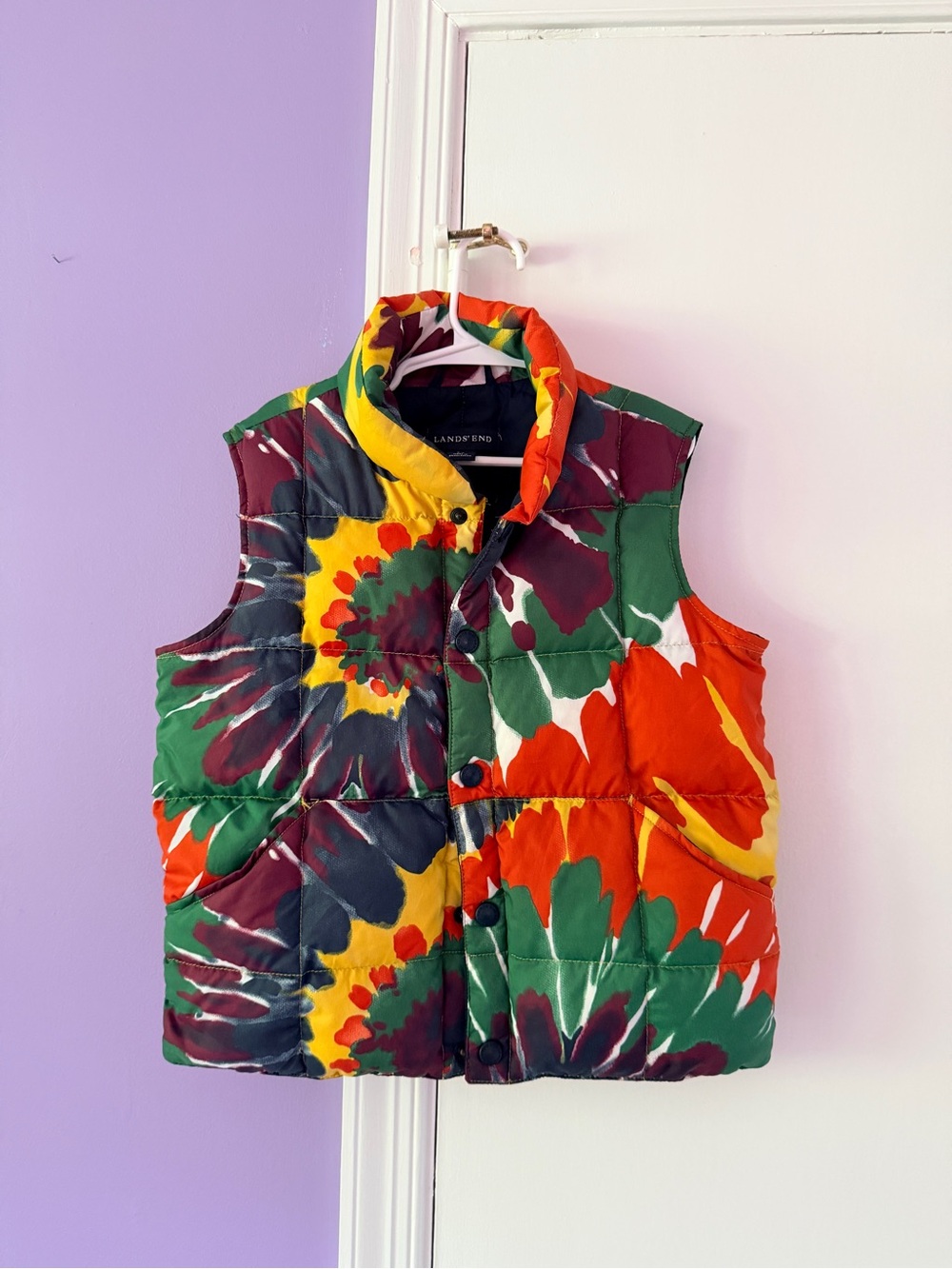 Lands' End Kids Colorful Tie-Dye Down Puffer Vest